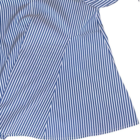 Tuckernuck Blue White Striped Blouse Smocked Sleeve V Neck Top Small - Picture 4 of 8